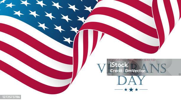 Ilustración de El Día De Los Veteranos De Ee Uu Celebra El Estandarte Ondeando La Bandera Nacional De Los Estados Unidos Fiesta Nacional Americana y más Vectores Libres de Derechos de Día de los veteranos en Estados Unidos