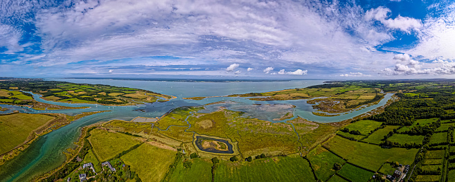 Aerial panoramic view of Newtown of isle of Wight, UK