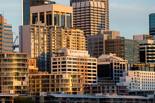 Sydney, Australia - September 12, 2020: Bank of China with surrounding building at Sydney CBD.
