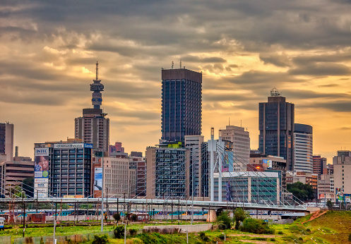 Johannesburg, South Africa, 11.30.2012, skyline of the city at sunset