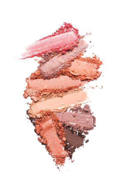 istock Flat lay of brush strokes. Broken bright color eyeshadow 1272588225