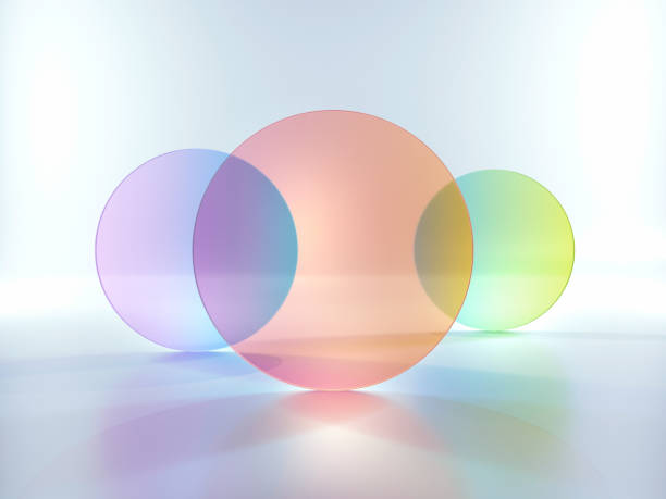 istock 3d rendering, abstract modern minimal background with colorful translucent round glass shapes, simple geometric shapes 1272589236