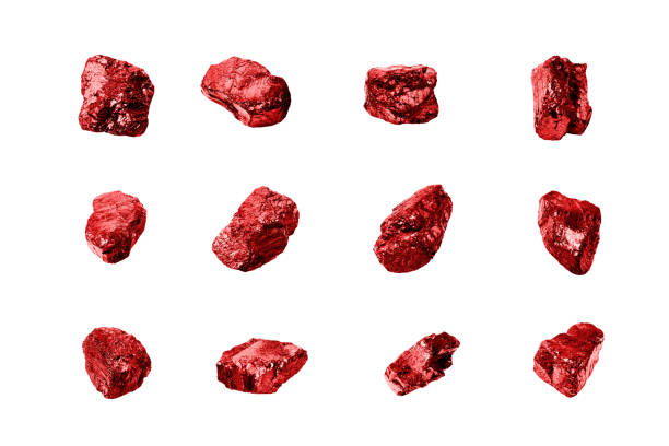 istock Red gem stones white background isolated closeup, ruby gemstones set, raw shiny garnet collection, rough natural rocks nuggets texture, precious brilliant crystals, mineral samples, jewelry production 1272594465