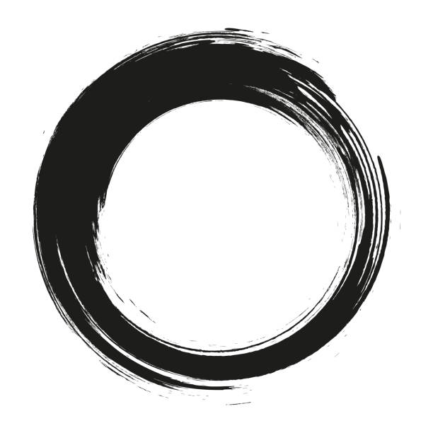 istock vector brush strokes circles of paint on white background. Ink hand drawn paint brush circle. Logo, label design element vector illustration. Black abstract circle. Frame. 1272597843