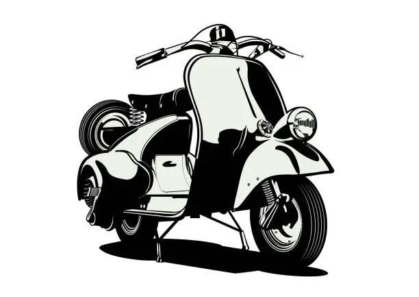 Vector illustration of Vector retro scooter