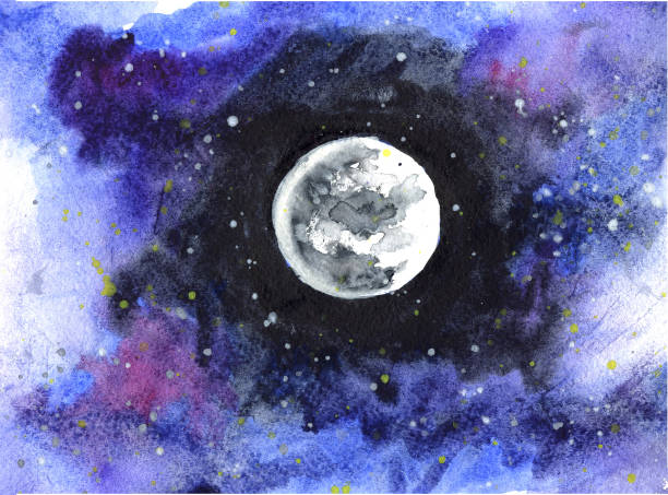 istock Watercolor illustration of the moon in the space 1272600958