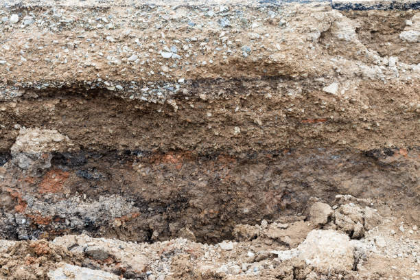 istock Rocky soil background under paved road. 1272604940