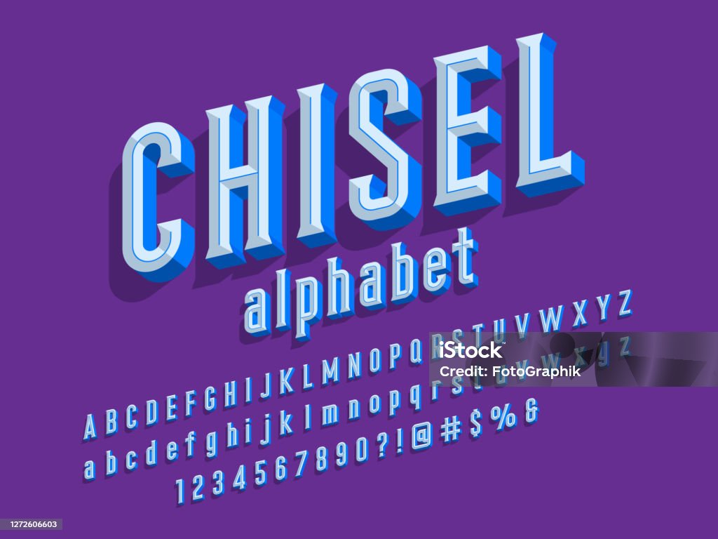 Chisel Fonts Truetype Chisel Font Stock Illustration - Download Image Now - Alphabet, Three ...