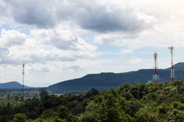 istock Lush mountains with telecommunication towers. 1272606852