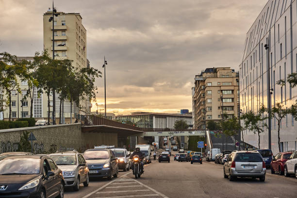 Marseille Marseille, France - September 11, 2020: Traffic on avenue du General Leclerc. In the background the main train station. marseille station stock pictures, royalty-free photos & images