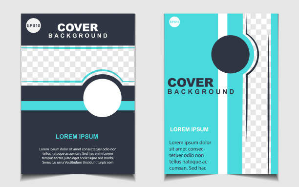 Modern blue and white a4 brochure cover design background template for business and corporate. Layout space for photo. Vector graphic can use company profile, flyer, presentation, advertising, banner banking drawings stock illustrations