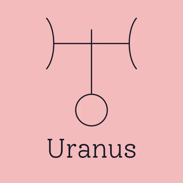 Vector illustration of Uranus astrological and zodiac symbol. Vector sign of planet domicile for print designs - calendar, poster, sky map, sticker