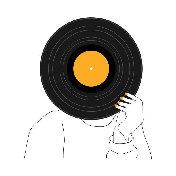 istock Record vinyl music doodle illustration. Musical background. Vintage style. Vector drawing. Flat cartoon backdrop. 1272620910