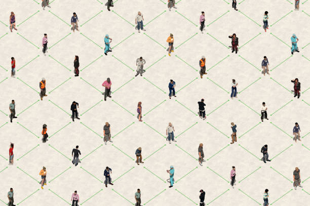 istock Social distancing concept with many people - Aerial view 1272631815