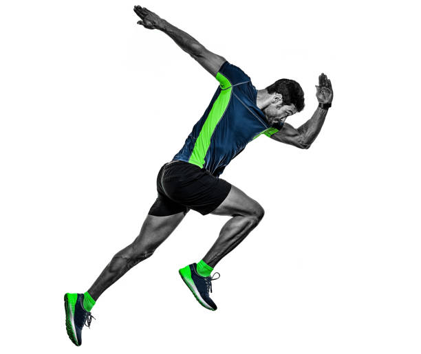 istock mature man running runner jogging jogger isolated white background 1272632995