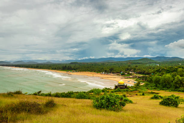 istock mountain top view of seashore with clouded sky 1272635170