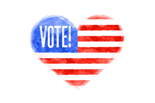 istock Vote, USA. Poster of heart shape, text Vote 1272639261