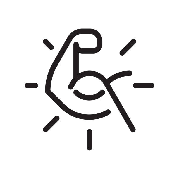 Bicep line logo Line vector icon. Vector EPS 10, HD JPEG 4000 x 4000 px muscle strength icon stock illustrations