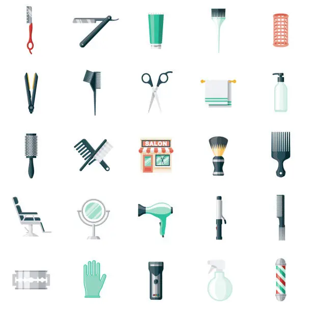 Vector illustration of Salon and Hairdressing Icon Set