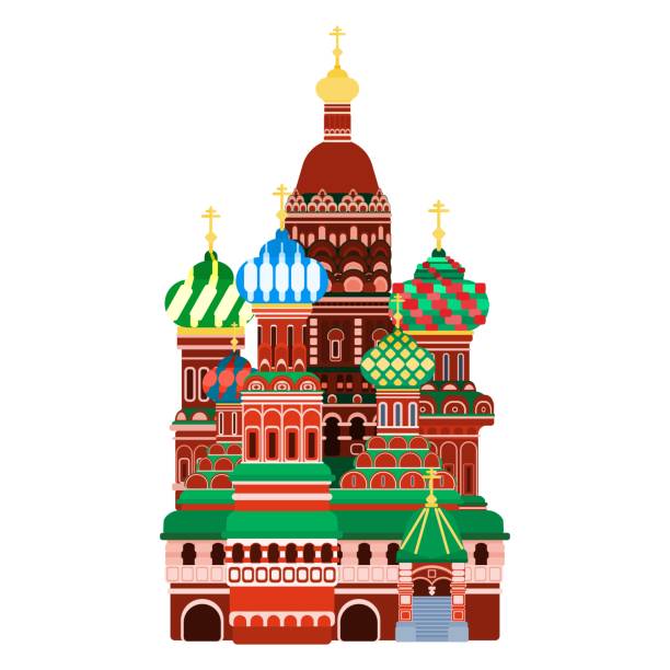 Moscow Cathedral on Red Square. flat style vector Moscow Cathedral on Red Square. flat style vector illustration kremlin stock illustrations