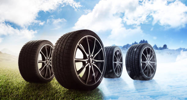 istock Winter summer car tires 1272648114