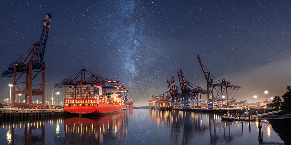 Container port at Night