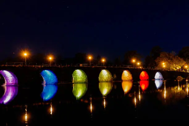 Karlstad, Sweden The city's Gamla Stenbron or eastern bridge, 168 meter long arched stone bridge built between 1761-1811.