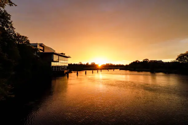 Karlstad, Sweden The Karlstad CCC  conference center at sunset on the Klaralven river