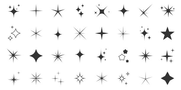 illustrations, cliparts, dessins animés et icônes de ensemble sparkle. collection de 32 icônes de qualité premium - vector icon flash