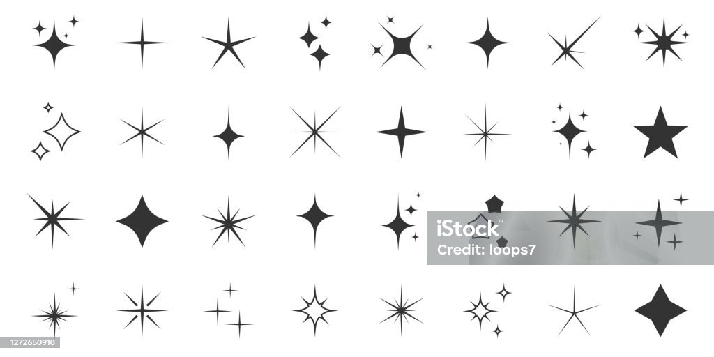 Set sparkle. Collezione di 32 icone di qualità premium - arte vettoriale royalty-free di Stella