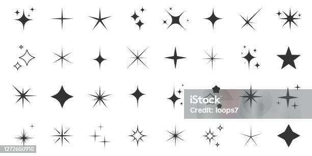 Сверкающий Набор Коллекция Из 32 Икон Премиумкачества — стоковая векторная графика и другие изображения на тему Звезда