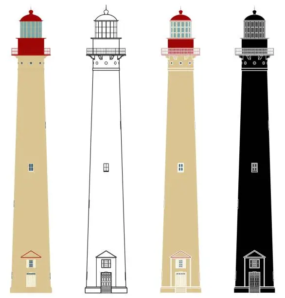 Vector illustration of Cape May Lighthouse, New Jersey, USA