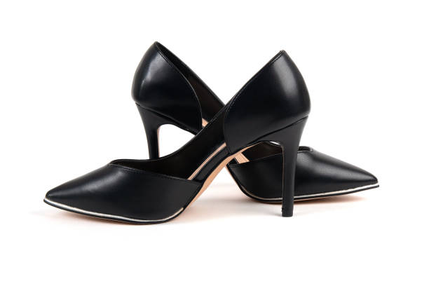 istock Women's black classic shoes on a white background 1272667045
