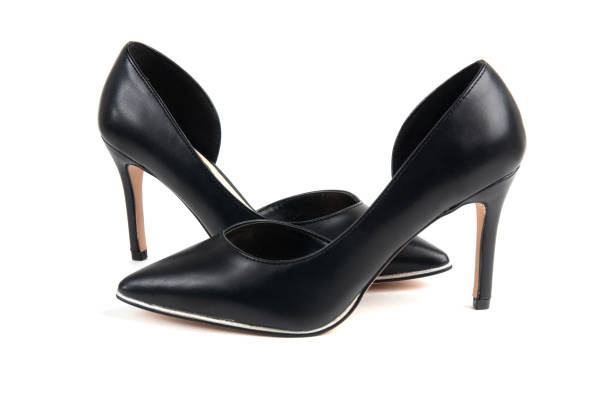 istock Women's black classic shoes on a white background 1272667100