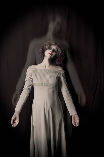 A creepy image of a woman and her spirit.