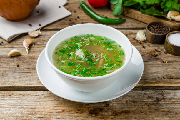 istock Khashlama with lamb on old wooden table 1272669610