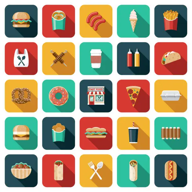 Vector illustration of Fast Food Icon Set