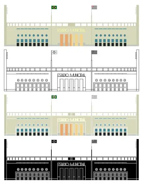 Vector illustration of Pacaembu stadium, Sao Paulo, Brazil.