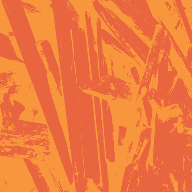 Distress Color Texture Brushed orange paint cover. Distress urban used texture. Grunge rough dirty background. Overlay aged grainy messy template. Renovate wall scratched backdrop. Empty aging design element. EPS10 vector burnt orange paint stock illustrations