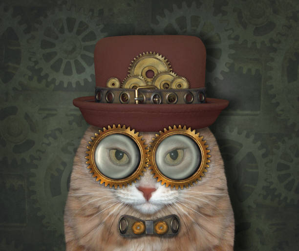 istock Cat steampunk in metal bow tie 3 1272680295