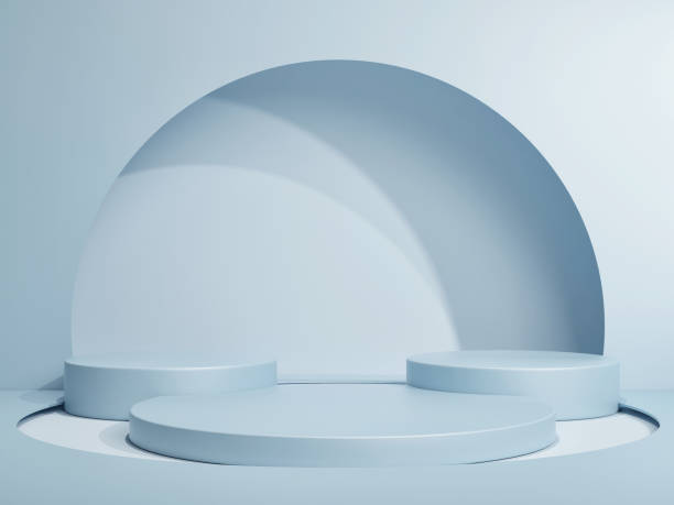 istock Abstract blue color mock up podium for product presentation 1272681641