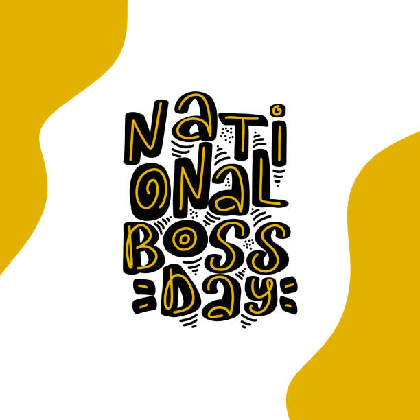 National Boss Day. Concept of a business holiday template National Boss Day. Concept of a business holiday template. Template cover, signboard, card, print, poster. Vector lettering typography poster. boss-day stock illustrations