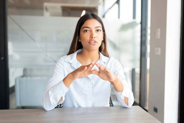 istock Businesswoman talking on video conference 1272686833