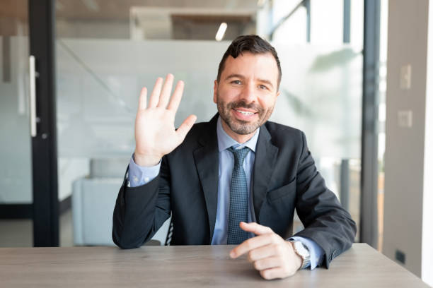 istock Screenshot of businessman having a video call in office 1272686849