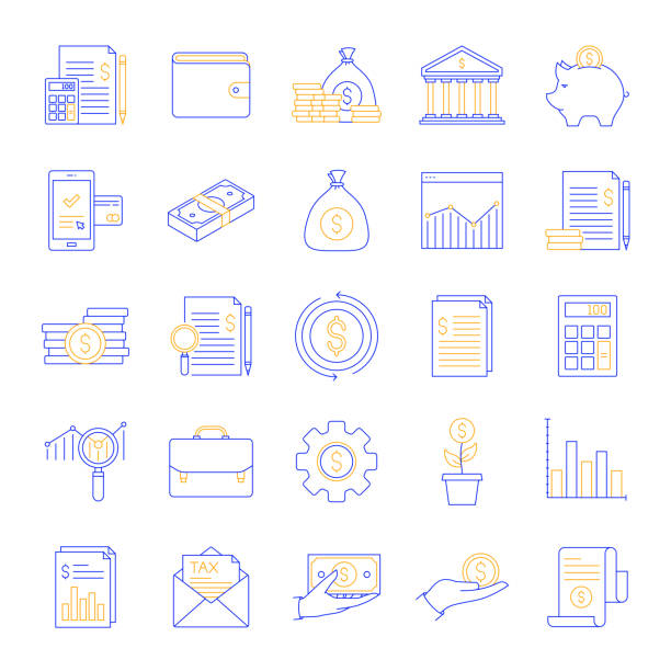 Accounting Related Color Line Icon Set Accounting Related Color Line Icon Set financial loan illustrations stock illustrations