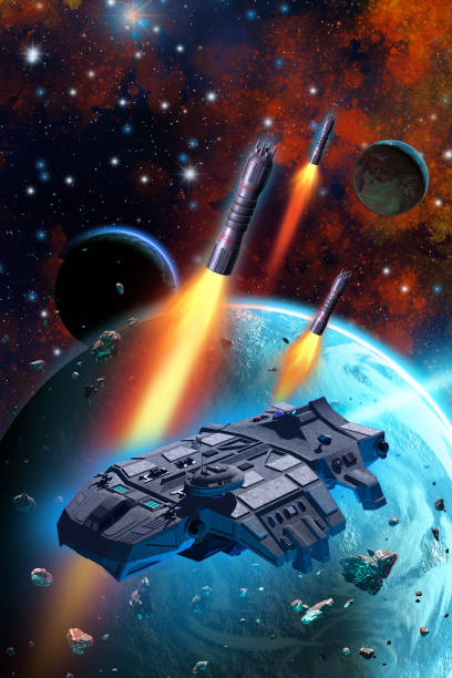 istock space Battle around an alien planetary system with nebula, stars and asteroids 1272691374