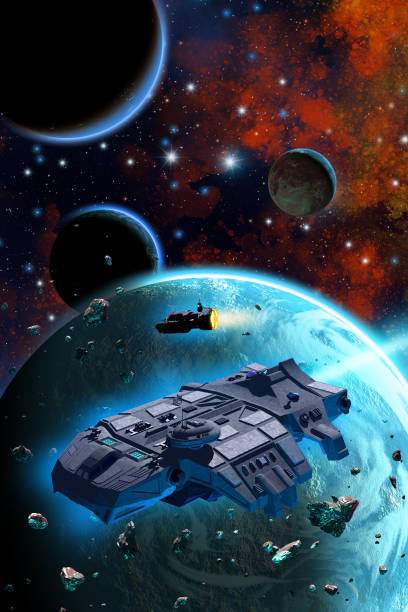 istock space Battle around an alien planetary system with nebula, stars and asteroids 1272692802