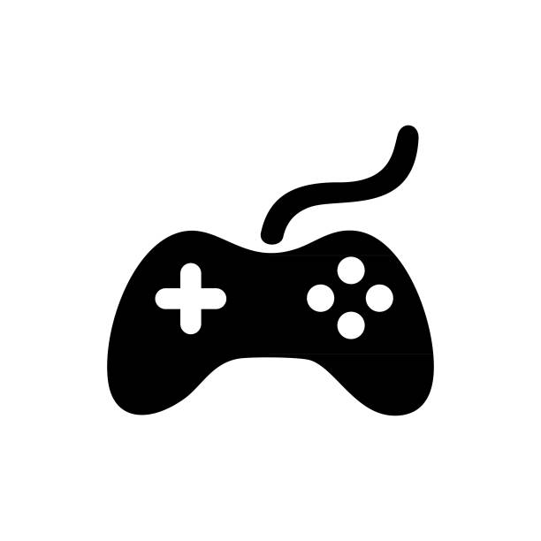 ilustrações, clipart, desenhos animados e ícones de logotipo do controlador de jogo - video game gamepad black isolated on white