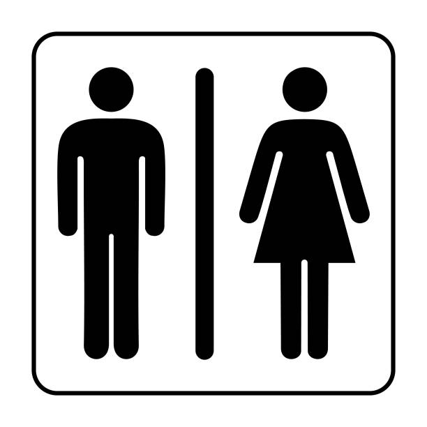 bildbanksillustrationer, clip art samt tecknat material och ikoner med toalett man kvinna ikon logotyp - badrum