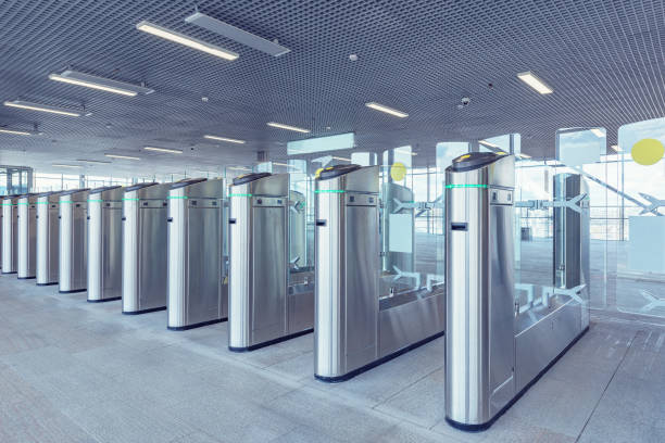 istock Turnstiles with electronic card readers. 1272696794